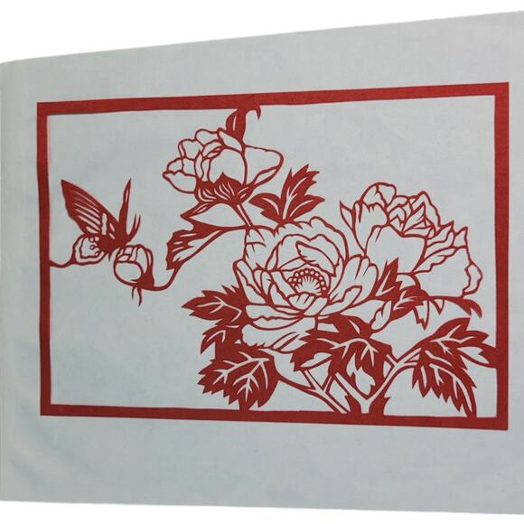 Vintage Barbara Ripple Scherenschnitte Red Paper Cut Art Butterfly Signed 1996 - Picture 2 of 6